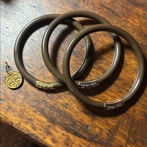Budha girl Three Kings  chocolate Brown Bangles with Metallic Accents